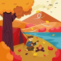 outono acampar na natureza vetor