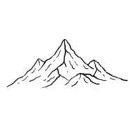 montanhas em estilo de gravura. paisagem natural das terras altas. desenho desenhado à mão. cume rochoso. vetor