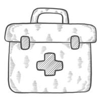 bolsa médica de saúde caridade humanitário dia internacional isolado doodle esboço desenhado à mão com estilo de contorno vetor