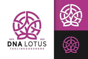 design de logotipo de flor de lótus de dna, vetor de logotipos de identidade de marca, logotipo moderno, modelo de ilustração vetorial de designs de logotipo