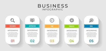 Infográfico de negócios de 5 etapas com formas de cápsula vetor