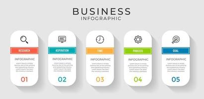Infográfico de negócios de 5 etapas com formas de cápsula