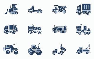 conjunto de ícones de veículos e transporte vetor