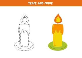 trace e colora uma vela desenhada à mão fofa. planilha para crianças. vetor