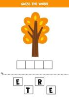 jogo de ortografia para crianças pré-escolares. árvore de outono dos desenhos animados. vetor