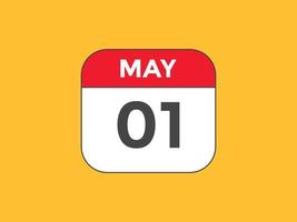 1 de maio lembrete de calendário. 1º de maio modelo de ícone de calendário diário. calendário 1º de maio modelo de design de ícone. ilustração vetorial vetor