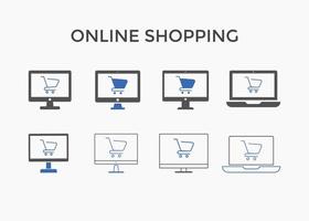 conjunto de ícones de compras online. usado para e-commerce vetor