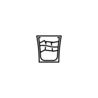 ícone de copo de tiro com cubo de gelo no fundo branco. simples, linha, silhueta e estilo clean. Preto e branco. adequado para símbolo, sinal, ícone ou logotipo vetor