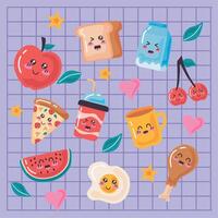 padrão de letras de comida kawaii vetor