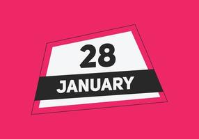 lembrete de calendário de 28 de janeiro. Modelo de ícone de calendário diário de 28 de janeiro. modelo de design de ícone de calendário 28 de janeiro. ilustração vetorial vetor
