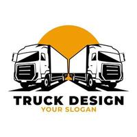 design de logotipo premium de entrega de caminhão vetor