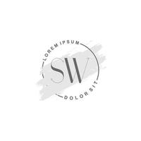 logotipo minimalista inicial sw com pincel, logotipo inicial para assinatura, casamento, moda. vetor