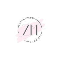 logotipo minimalista inicial zm com pincel, logotipo inicial para assinatura, casamento, moda. vetor