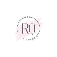 logotipo minimalista inicial rq com pincel, logotipo inicial para assinatura, casamento, moda. vetor