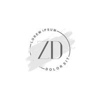 logotipo minimalista inicial zd com pincel, logotipo inicial para assinatura, casamento, moda. vetor