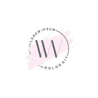 logotipo minimalista inicial wv com pincel, logotipo inicial para assinatura, casamento, moda. vetor