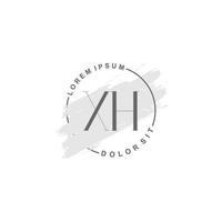 logotipo minimalista inicial xh com pincel, logotipo inicial para assinatura, casamento, moda. vetor