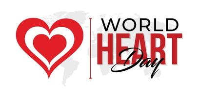 dia mundial do coração com modelo de design de coração vermelho vetor