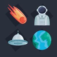 quatro ícones exteriores do espaço vetor