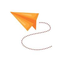 avião de papel laranja voando vetor
