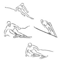 desenho vetorial de esquiador vetor