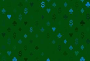 modelo de vetor azul e verde escuro com símbolos de pôquer.