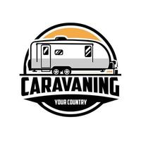 ilustração em vetor logotipo emblema caravanismo premium isolada. melhor para a indústria relacionada com caravanas e campismo