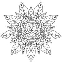 desenho de elemento de contorno de flor para colorir vetor