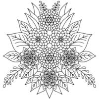 desenho de elemento de contorno de flor para colorir vetor