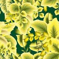 fundo sem costura luz verde com plantas tropicais em fundo pastel. composição com folhas de palmeiras botânicas e exóticas. trópicos exóticos. design elegante de verão. papel de parede botânico. natureza vetor