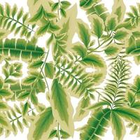 padrão tropical sem costura botânico com plantas verdes de elegância e folhas em fundo branco. padrão sem emenda havaiano de verão com plantas tropicais. impressão e têxteis. textura elegante vetor