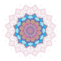 design de mandala de círculo rosa, roxo e azul vetor