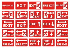 conjunto de símbolo vermelho de saída de emergência vetor