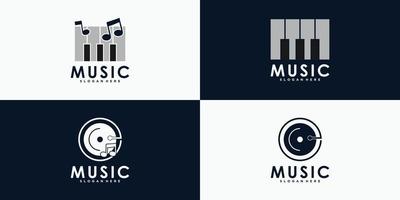 conjunto de design de logotipo de música com vetor premium de conceito criativo