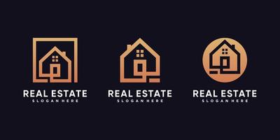 conjunto de pacote de design de logotipo imobiliário com vetor premium de conceito criativo