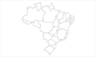 fundo branco do mapa do brasil com design de arte de linha vetor