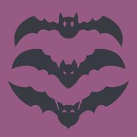 conjunto de morcegos diferentes. personagens de halloween em estilo plano preto. vetor