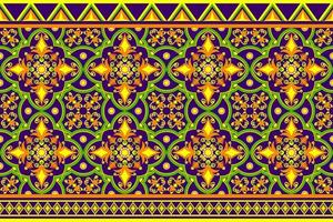 design de padrão sem costura tradicional de geometria étnica oriental para fundo, tapete, papel de parede, roupas, envoltório, batik, pano, ilustração vetorial de estilo bordado. vetor