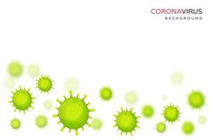 células de coronavírus verde flutuando no fundo branco vetor