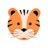 cara de tigre bonito dos desenhos animados, ilustração vetorial isolada em branco vetor