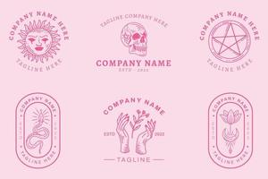 coleção de logotipo rosa claro místico luxo símbolo minimalista estilo pastel rosa. vetor