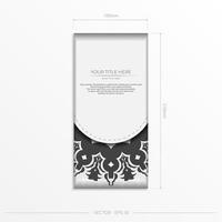 modelo de vetor elegante para cartões postais de design para impressão na cor branca com padrões gregos luxuosos. preparando um cartão de convite com ornamentos vintage.