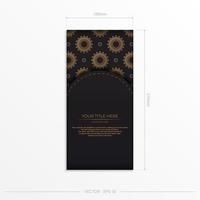 postais luxuosos em preto com padrões vintage. desenho vetorial de cartão de convite com ornamento de mandala. vetor