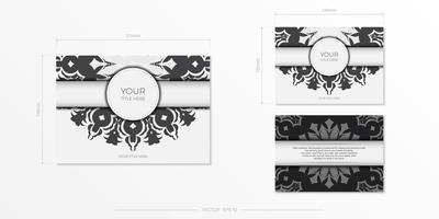 cartão de convite de vetor com padrões vintage elegante design de cartão de cor branca pronto para imprimir com luxo grego