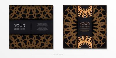preparando o cartão de convite com padrões vintage. modelo elegante para cartão postal de design imprimível na cor preta com luxo grego vetor