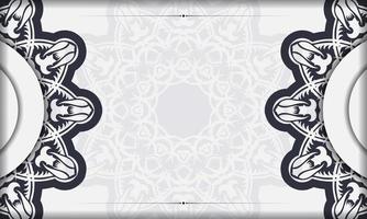 banner de modelo de luxo branco com ornamentos abstratos e lugar para o seu texto. design de convite pronto para impressão com ornamento vintage. vetor