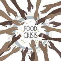 ilustração vetorial do conceito de fome. o problema da fome, fome e desnutrição, mobilização de recursos, fome da população, escassez de alimentos, má nutrição. crise alimentar vetor