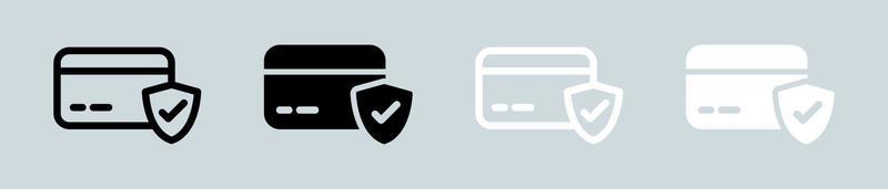 pagamento feito ícone definido em preto e branco. ilustração vetorial de sinais de cartão de crédito. vetor