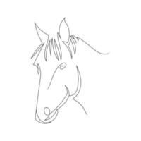 estilo de desenho de arte de linha de cabeça de cavalo, o desenho de cavalo preto linear isolado no fundo branco e a melhor ilustração vetorial de arte de linha de cabeça de cavalo. vetor