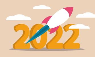 foguete de negócios 2022 e realização de negócios. vetor